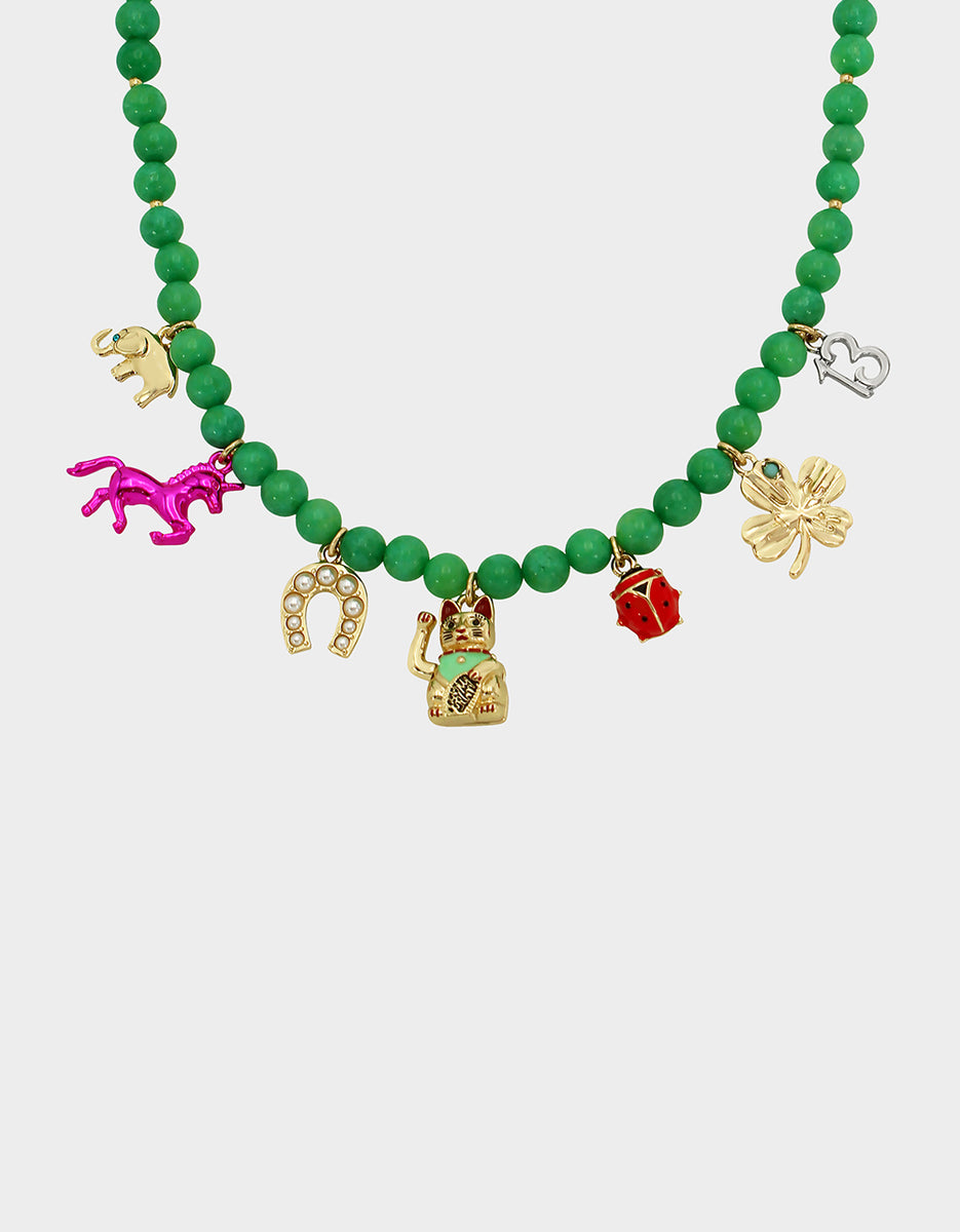 LUCKING OUT CHARM NECKLACE MULTI | Charm Necklaces – Betsey Johnson