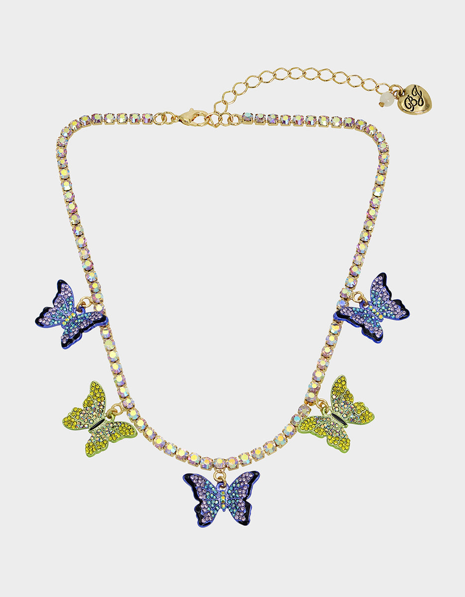 ALL A FLUTTER STONE BUTTERFLY FRONTAL NECKLACE MULTI