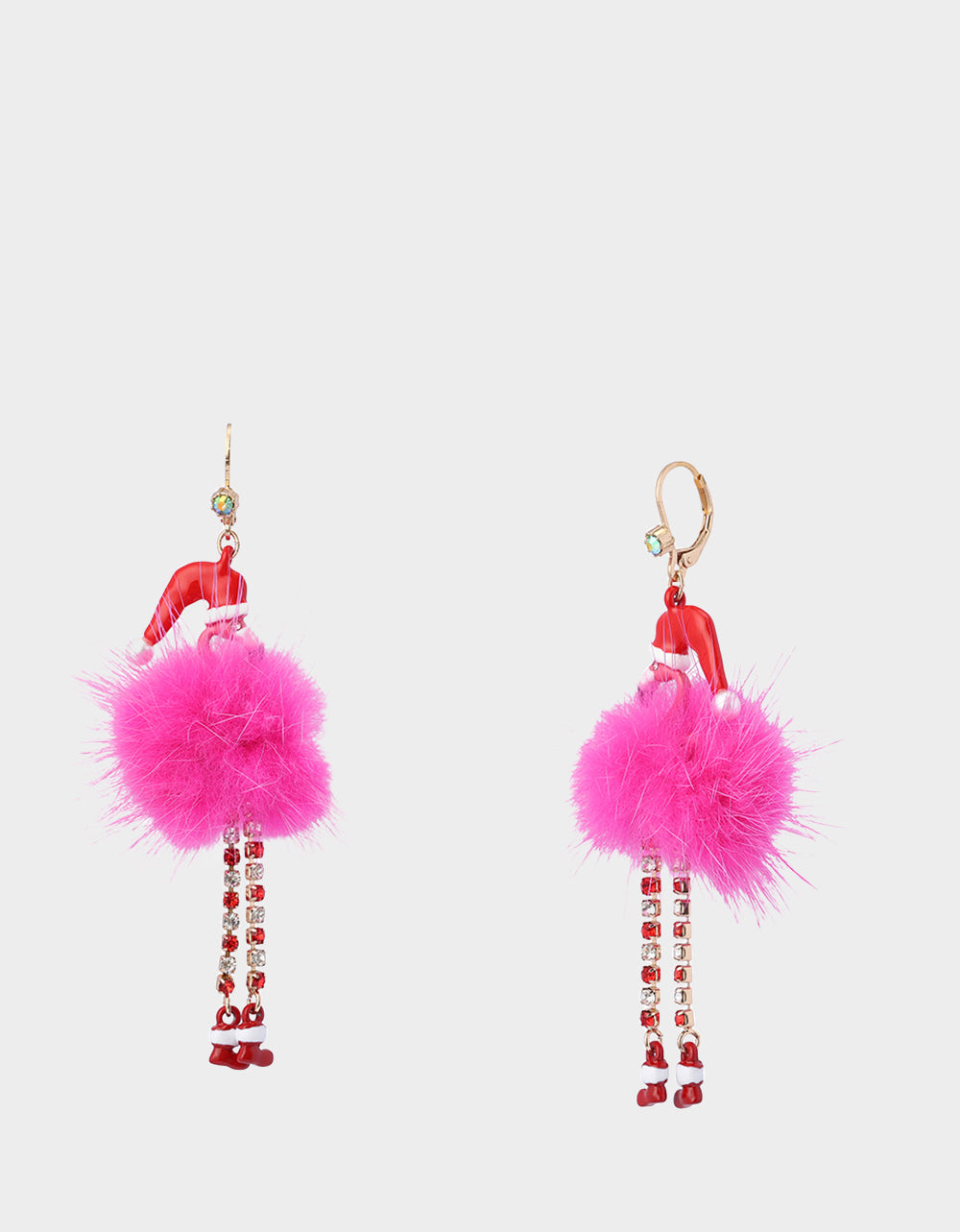 2-Pair Flamingo With Santa Hat Earrings - Christmas Animal Dangle Earrings For Women
