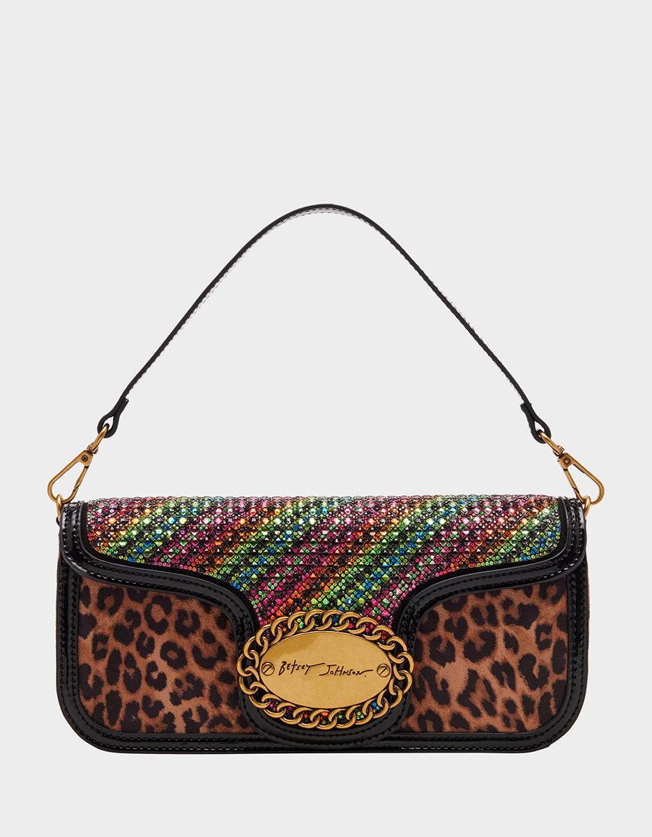 RAINBOW RHINESTONE SHOULDER BAG MULTI