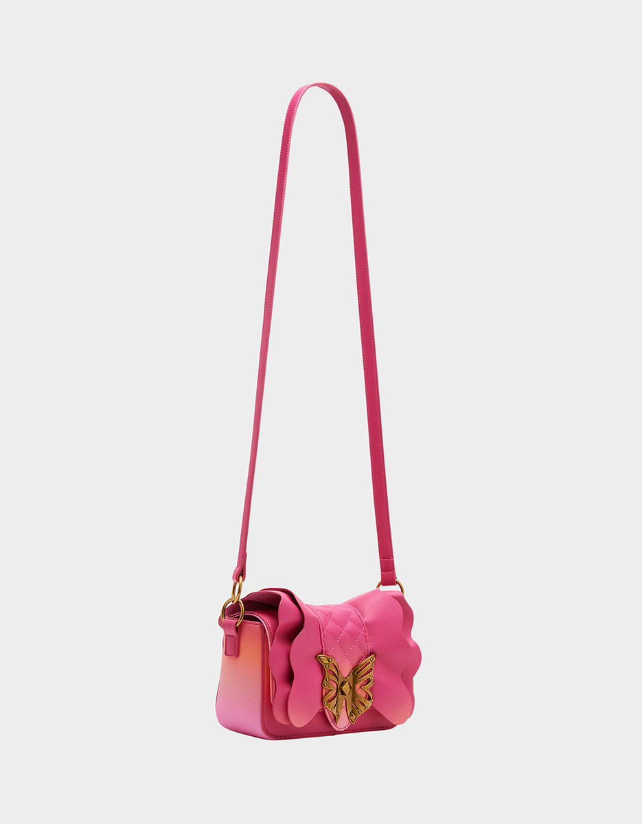 FLIGHTS OF FANCY RUFFLE PINK MULTI Butterfly Handbags Betsey Johnson