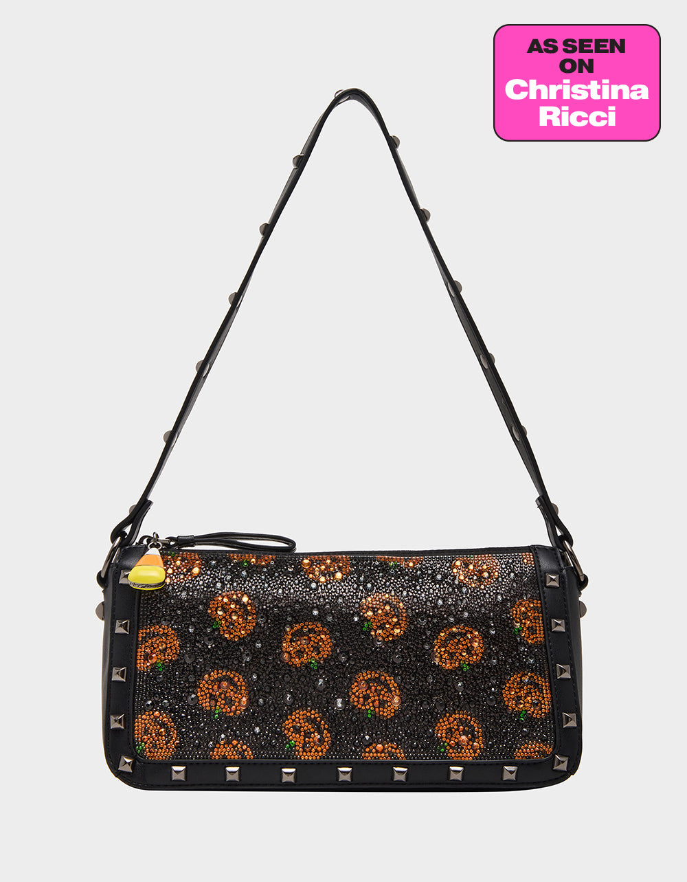 SMASHING SHOULDER BAG BLACK Women's Rhinestone Embellished Pumpkin