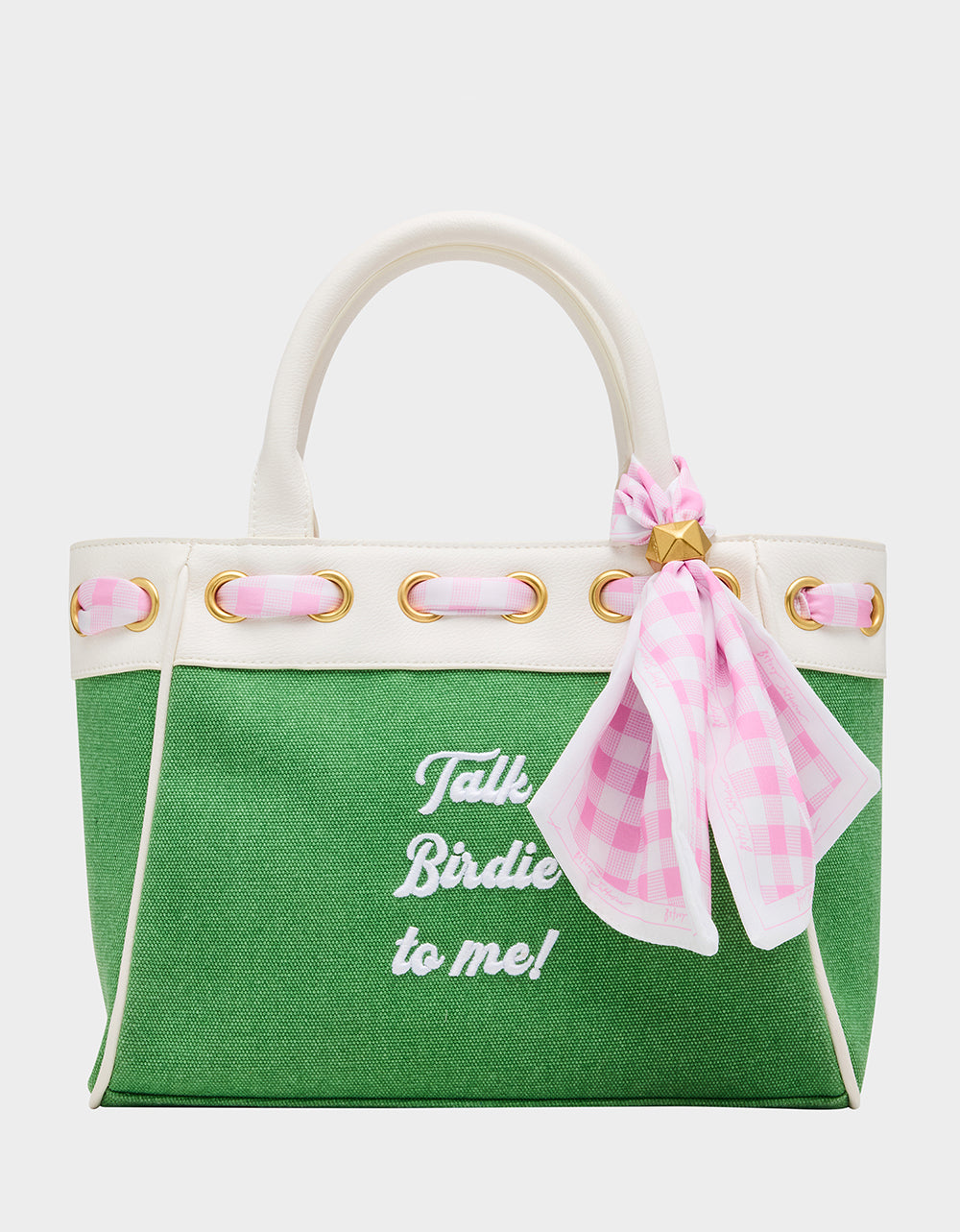 TALK BIRDIE TO ME SATCHEL GREEN Golf-Themed Scarf Detail Women's