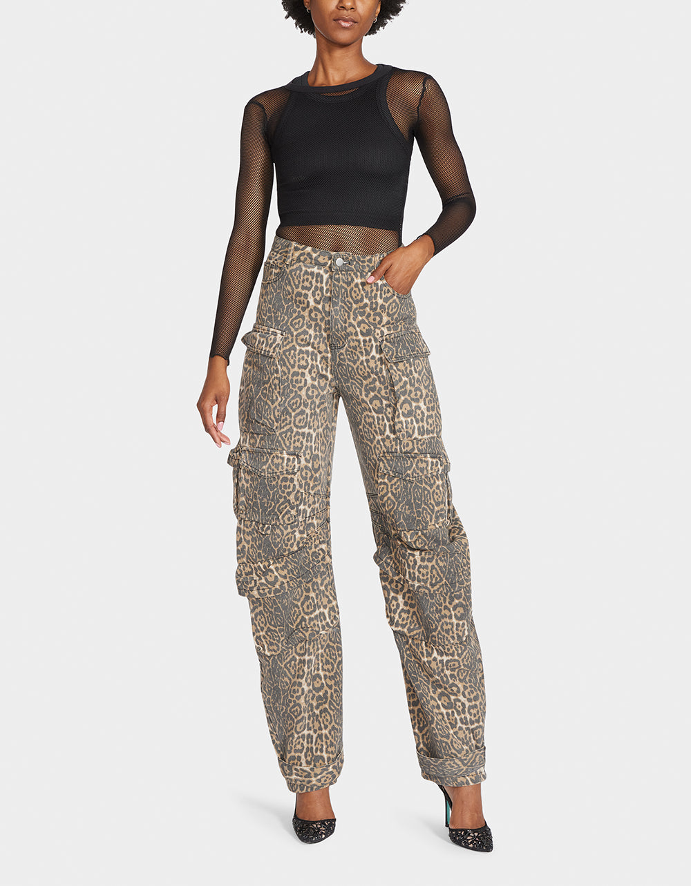 Leopard Print Betsey Johnson Pants BARREL CARGO PANTS LEOPARD