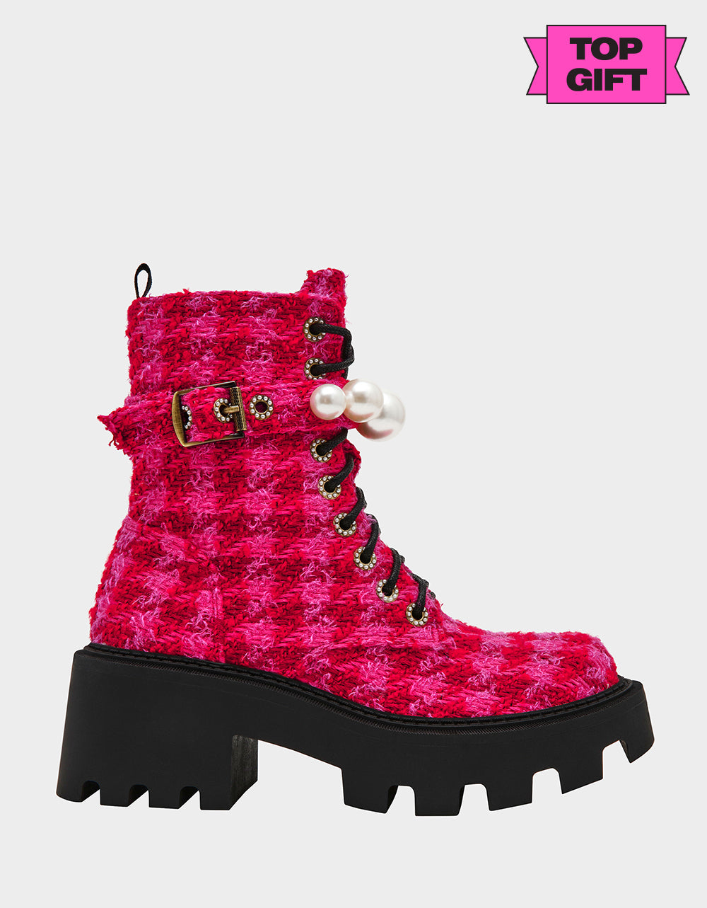JONNIE FUCHSIA MULTI Lace-Up Platform Combat Women's Ankle Boot