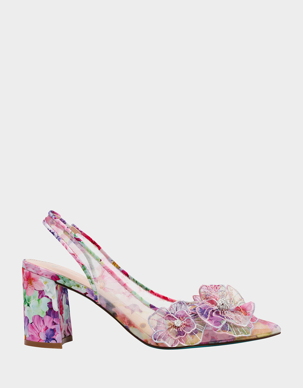 PETRA BRIGHT FLORAL Slingback Floral Mesh Block Heel Women's