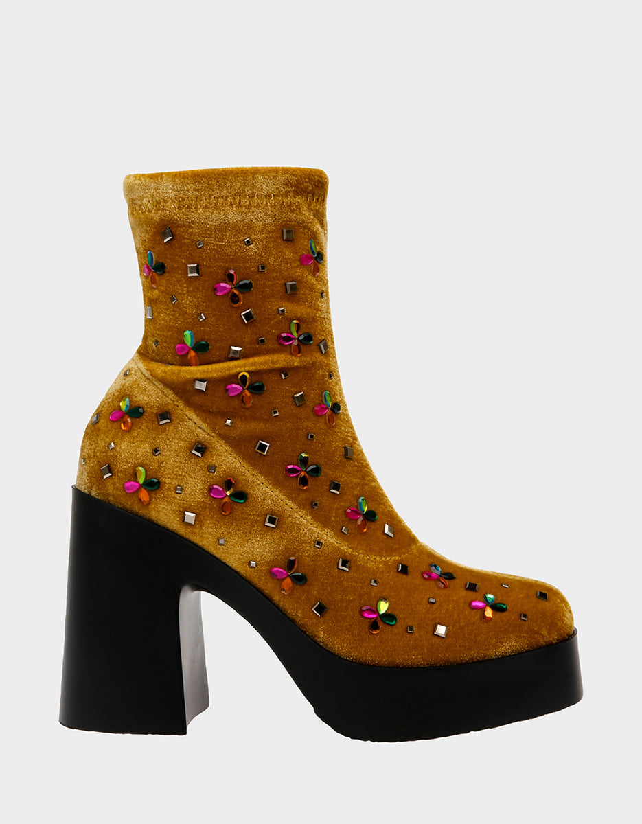 HARRIET YELLOW Rhinestone Bootie Women's Booties Betsey Johnson