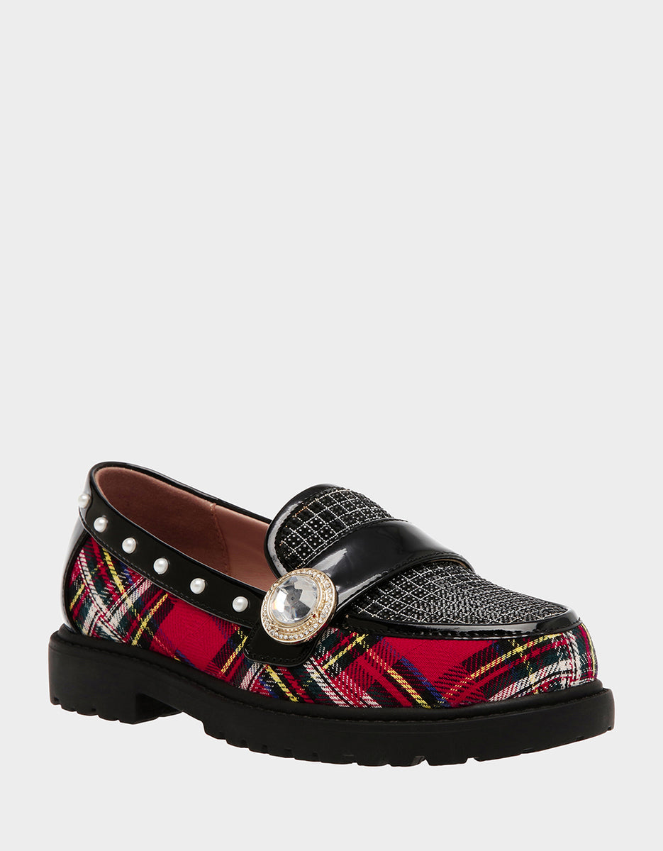 KIDS MARIM RED MULTI Plaid Loafers Girls Loafers Betsey Johnson