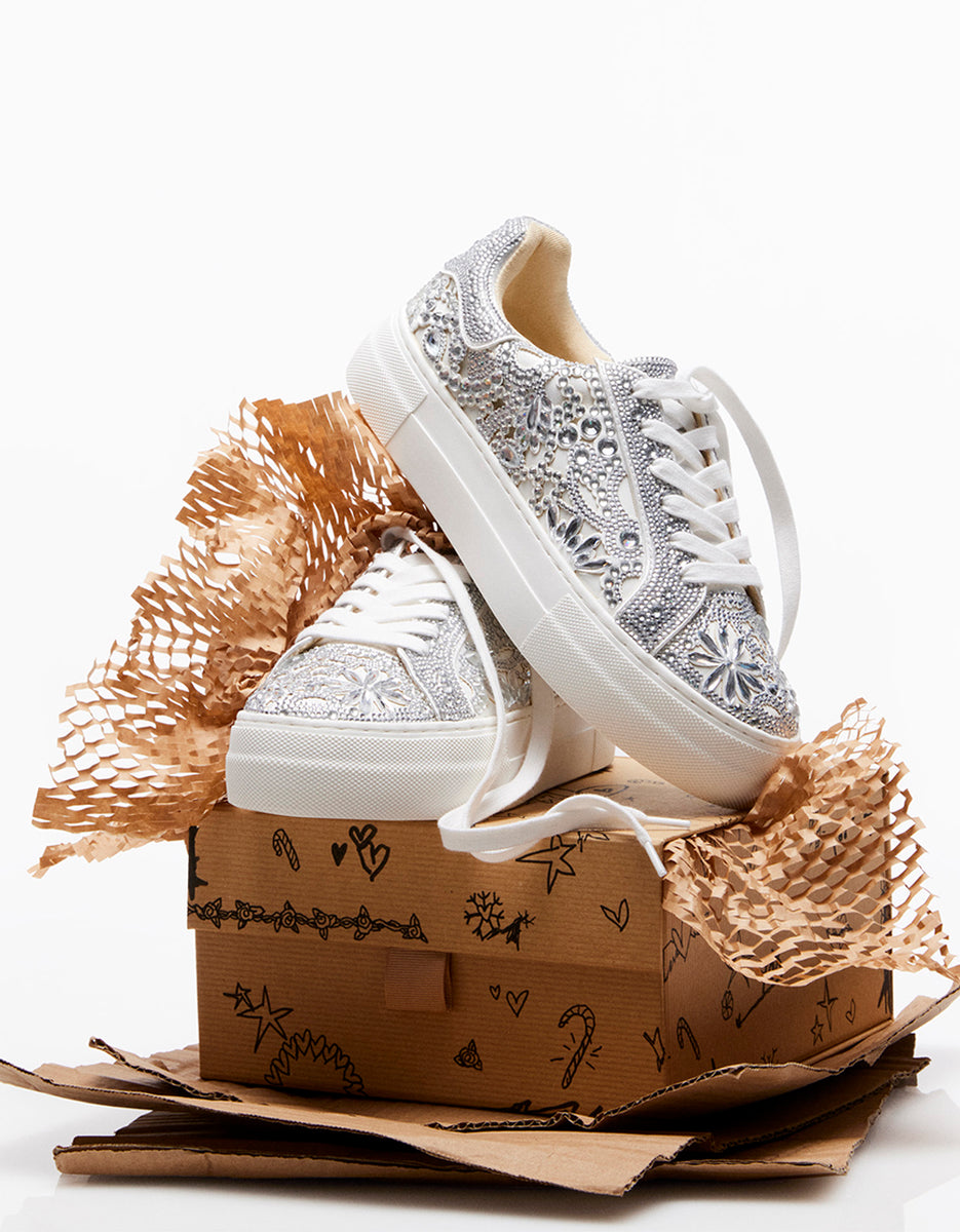 REILY WHITE Rhinestone Bridal Sneaker Rhinestone Sneakers