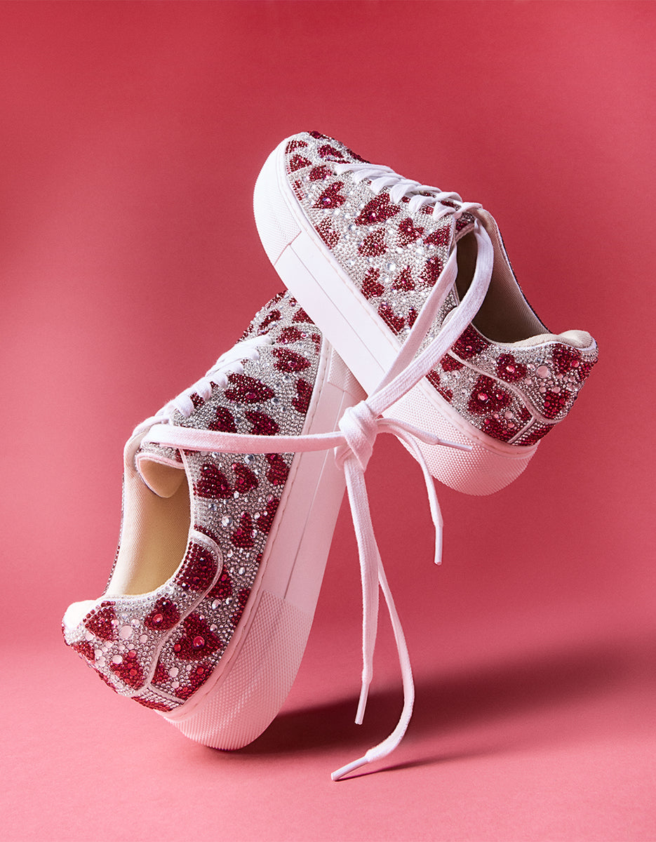 SIDNY FUCHSIA HEARTS Rhinestone Sneaker Valentine's Day Shoes