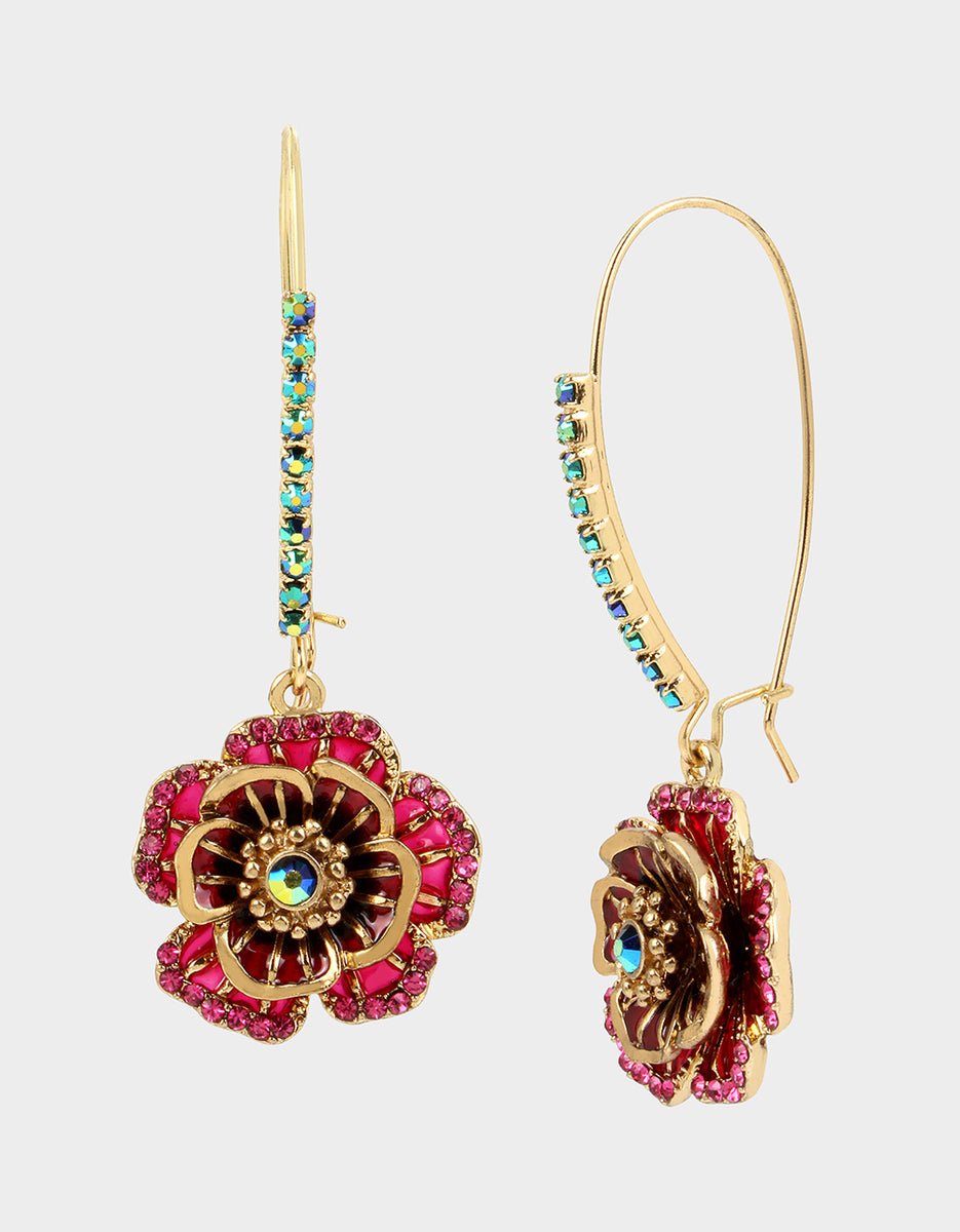 BETSEYS FLOWER HOOK EARRINGS MULTI | Floral Drop Earrings – Betsey