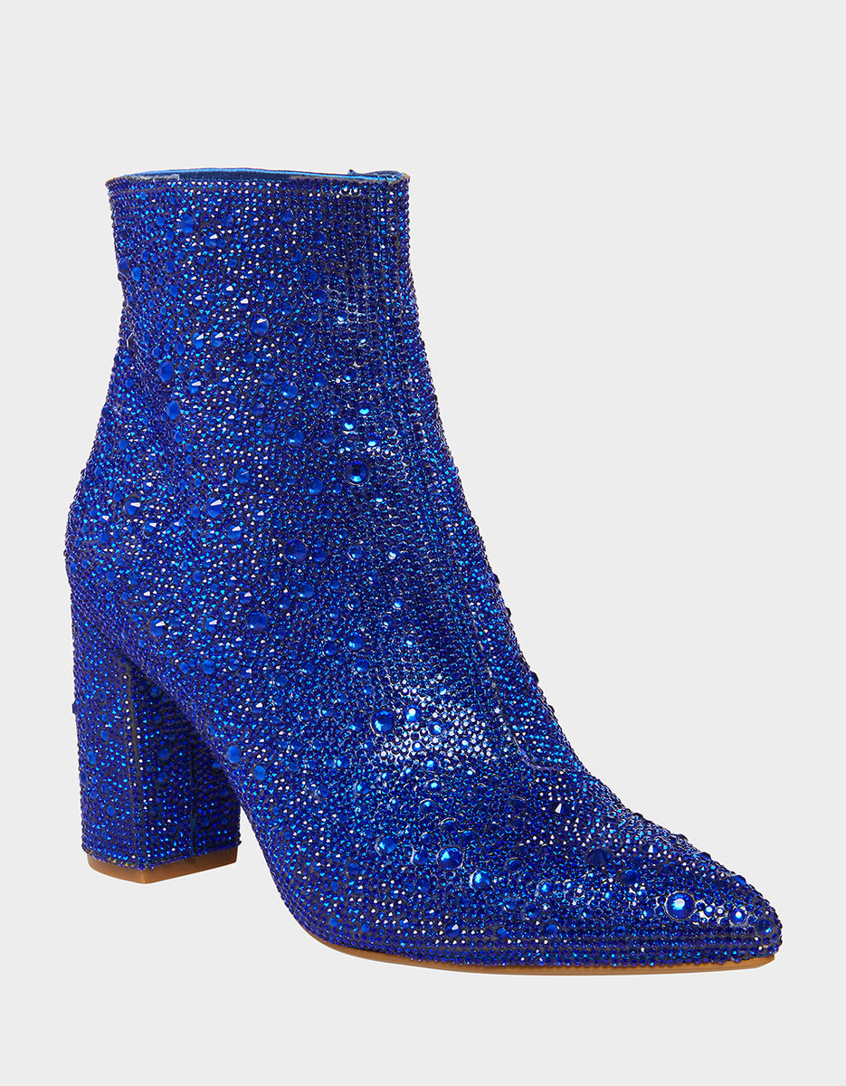 CADY BLUE Rhinestone Bootie | Women's Blue Boots – Betsey Johnson