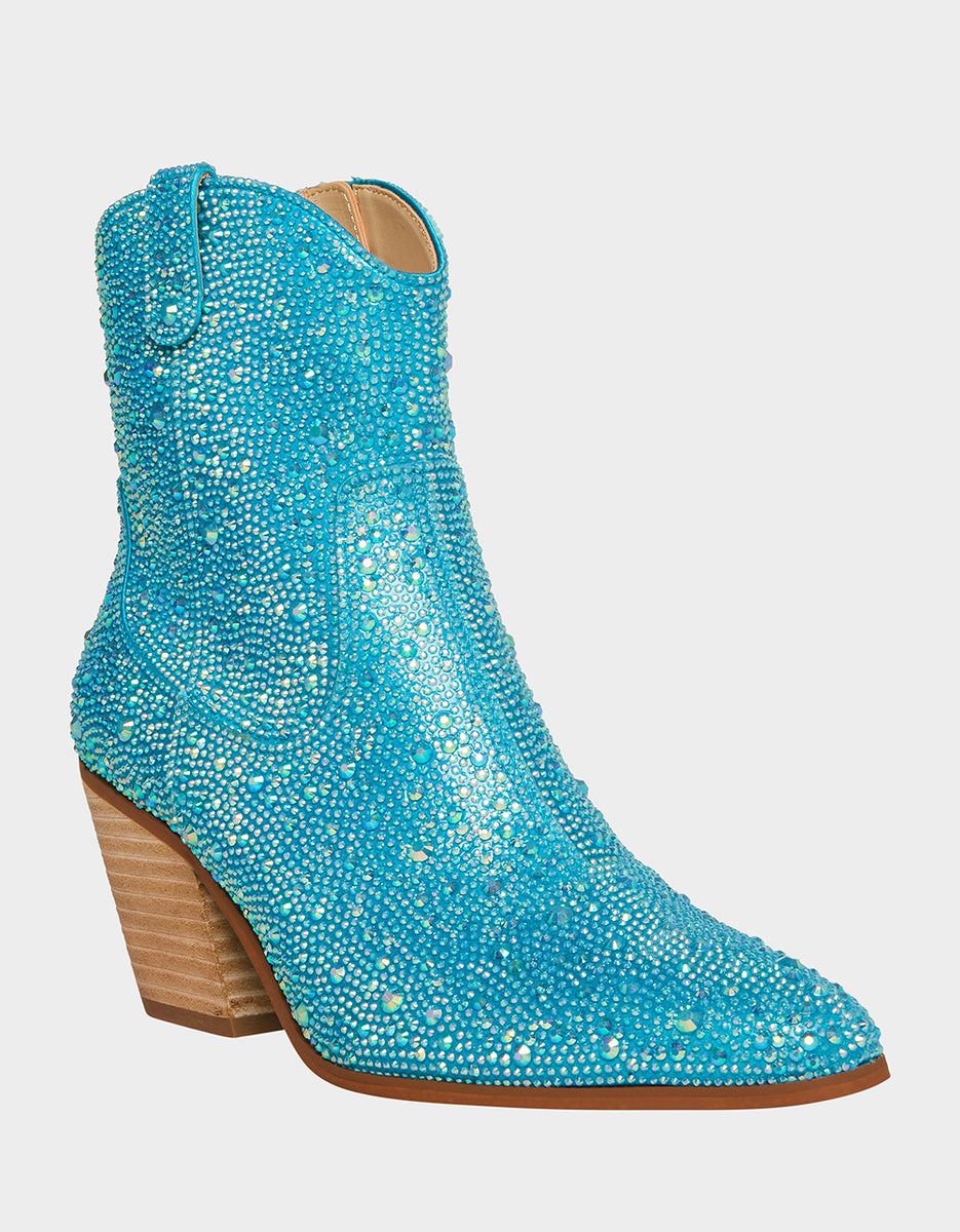DIVA TURQOUISE Sparkle Cowboy Bootie Women’s Western Boots Betsey