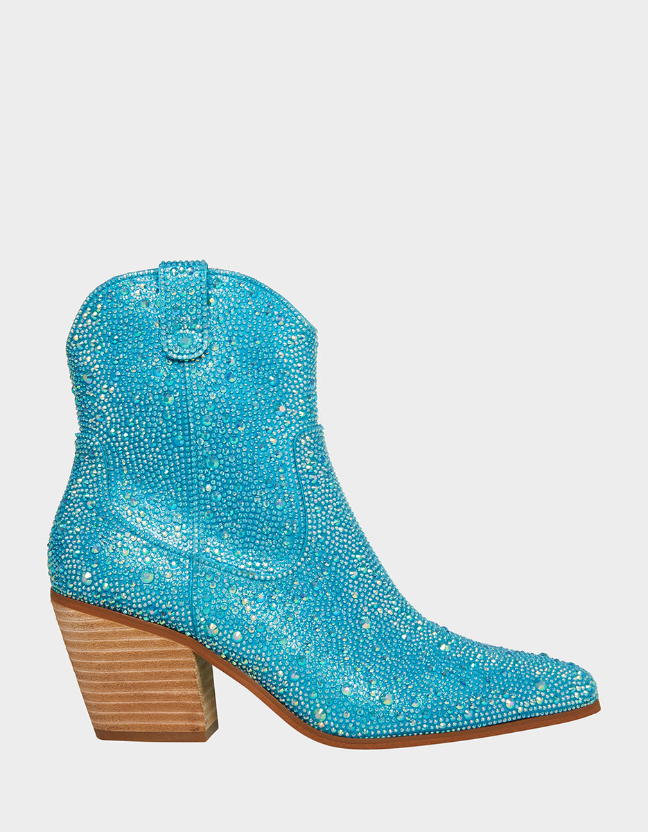 DIVA TURQOUISE Sparkle Cowboy Bootie Women’s Western Boots Betsey