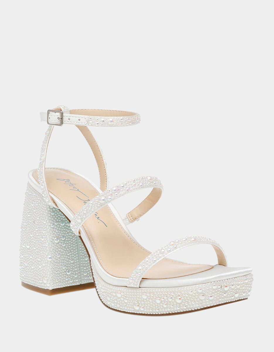 Embellished high heel sandals with ankle strap hot sale blue by betsey johnson