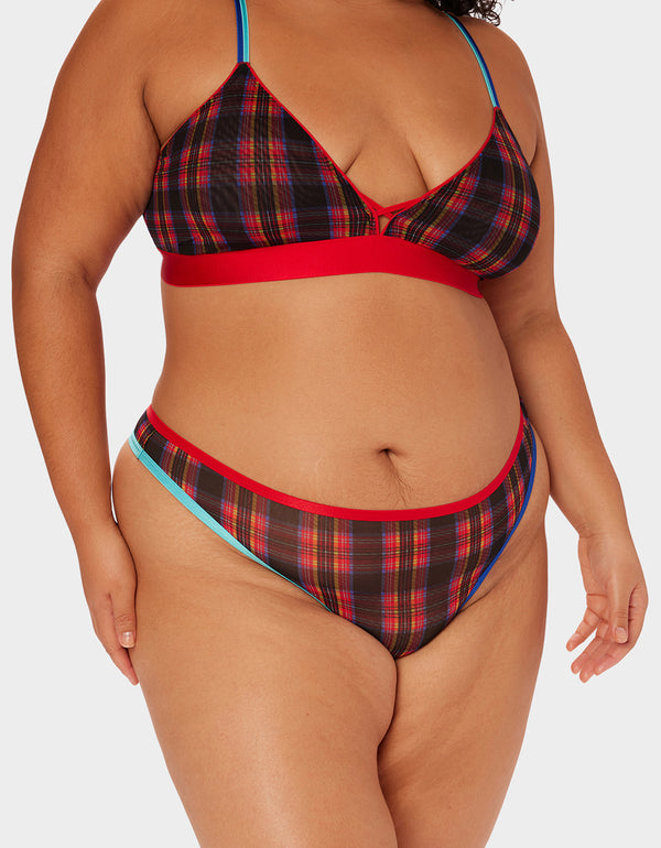 PARADE PLAID PANTY RED MULTI  Women's Underwear – Betsey Johnson
