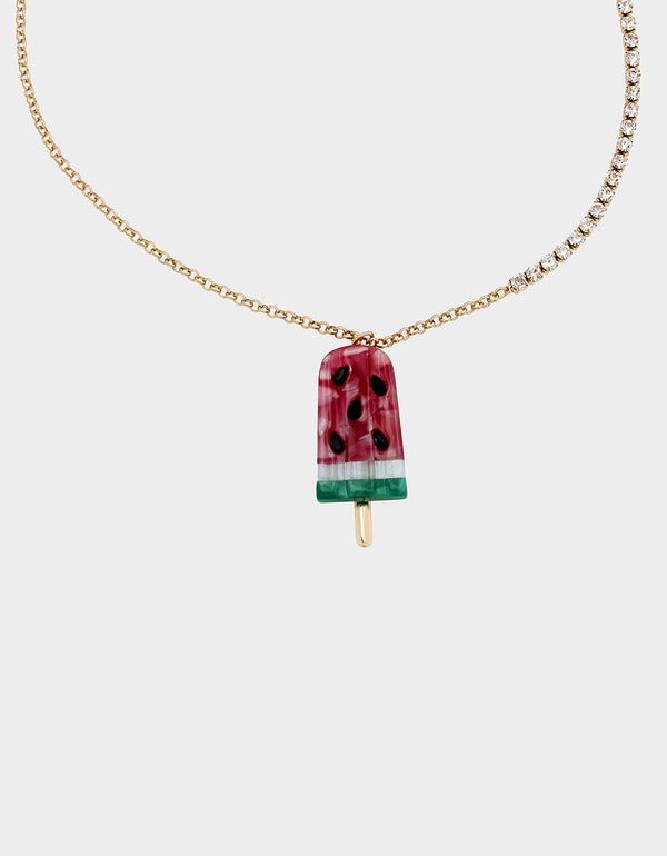 KITSCH COOKOUT LONG WATERMELON NECKLACE PINK - JEWELRY - Betsey Johnson