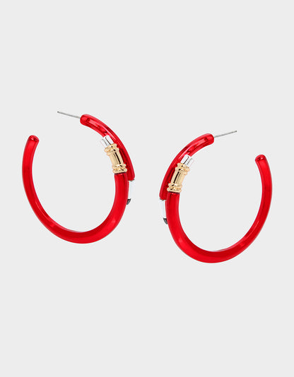 BOOK SMART PENCIL HOOP EARRINGS RED - JEWELRY - Betsey Johnson