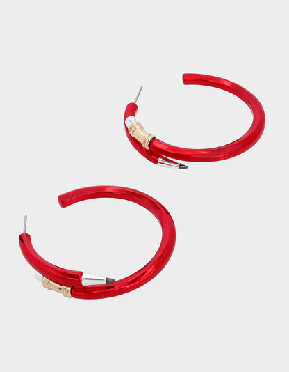 BOOK SMART PENCIL HOOP EARRINGS RED - JEWELRY - Betsey Johnson