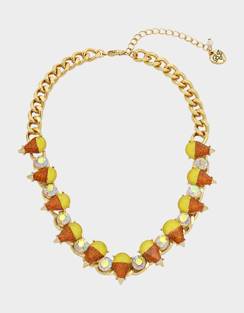 RICH WITCH CANDY CORN FRONTAL NECKLACE ORANGE - JEWELRY - Betsey Johnson