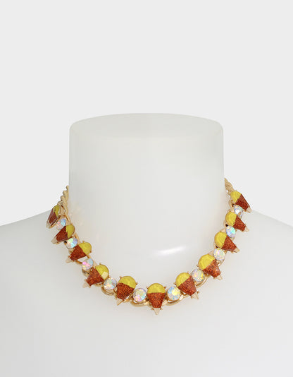 RICH WITCH CANDY CORN FRONTAL NECKLACE ORANGE - JEWELRY - Betsey Johnson