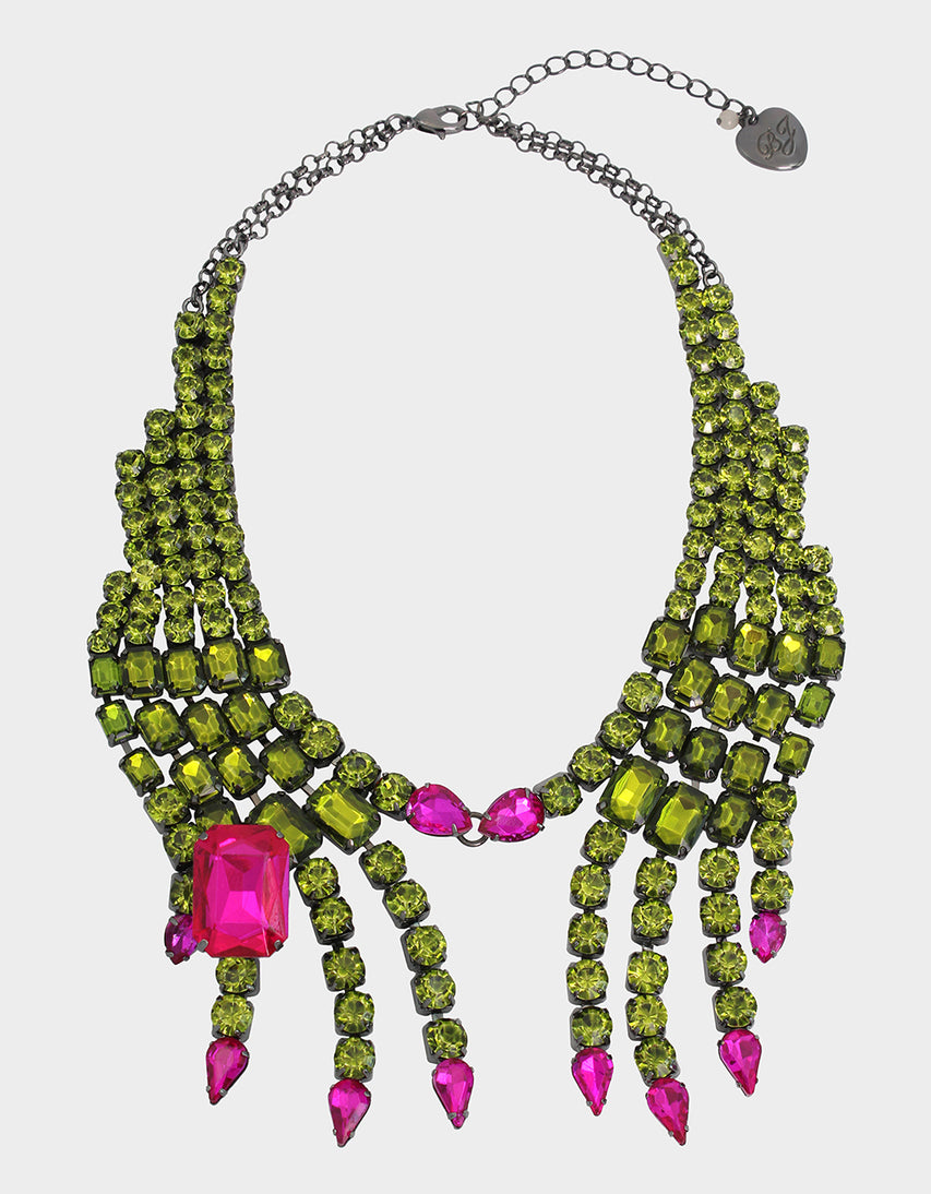 RICH WITCH HANDS BIB NECKLACE GREEN - JEWELRY - Betsey Johnson
