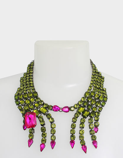 RICH WITCH HANDS BIB NECKLACE GREEN - JEWELRY - Betsey Johnson