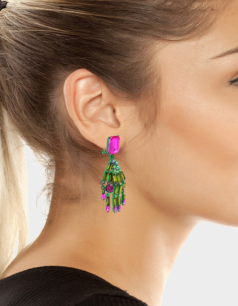 RICH WITCH HANGING HANDS EARRINGS GREEN - JEWELRY - Betsey Johnson