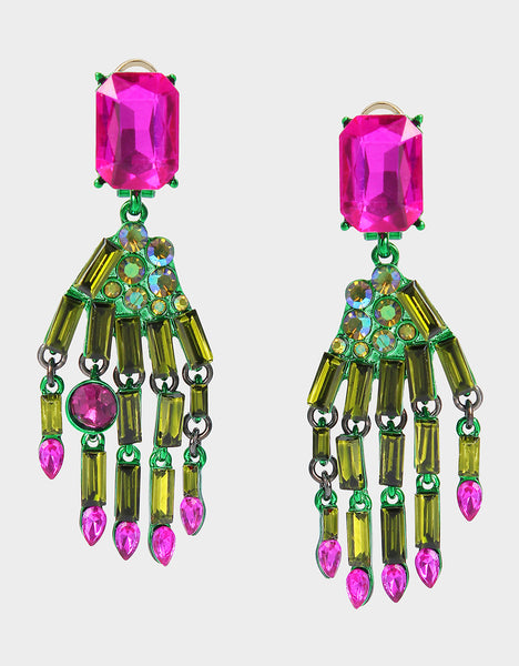 RICH WITCH HANGING HANDS EARRINGS GREEN - JEWELRY - Betsey Johnson