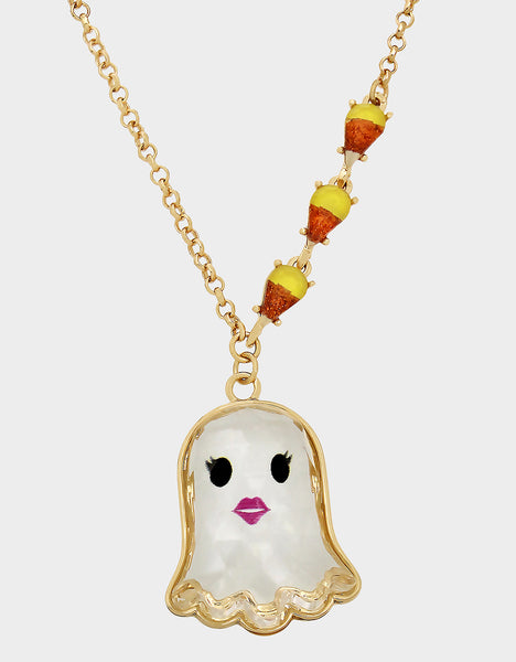 RICH WITCH SHORT GHOST NECKLACE ORANGE - JEWELRY - Betsey Johnson