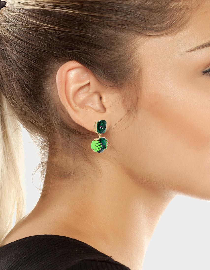 RICH WITCH ZOMBIE HAND EARRINGS GREEN - JEWELRY - Betsey Johnson