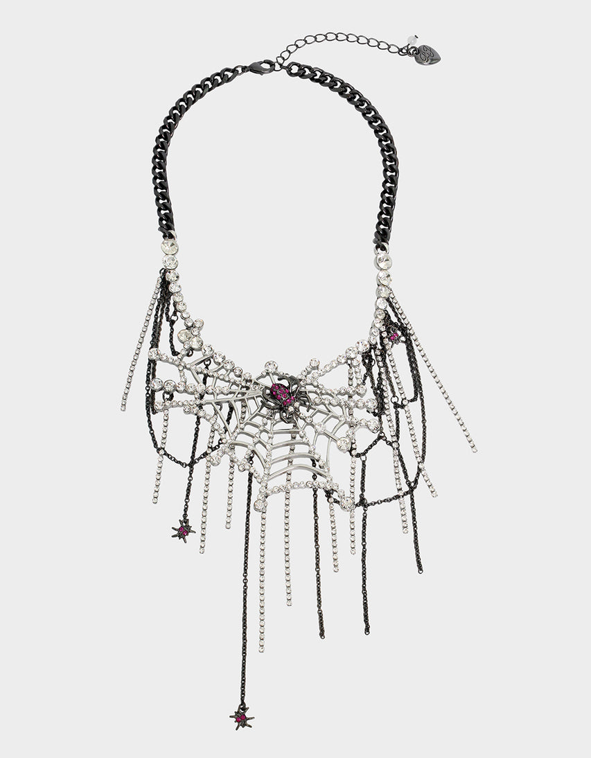 RICH WITCH SPIDER BIB NECKLACE RED - JEWELRY - Betsey Johnson