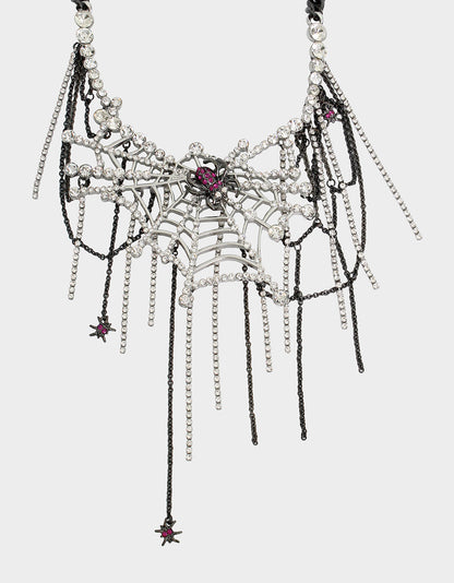 RICH WITCH SPIDER BIB NECKLACE RED - JEWELRY - Betsey Johnson