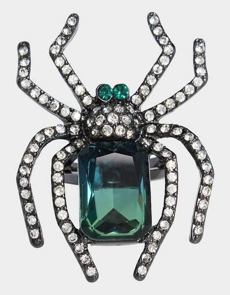 RICH WITCH SPIDER RING GREEN - JEWELRY - Betsey Johnson