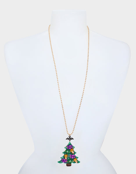 SCARY MERRY TREE NECKLACE GREEN -  - Betsey Johnson