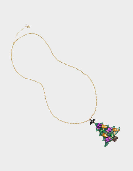 SCARY MERRY TREE NECKLACE GREEN -  - Betsey Johnson