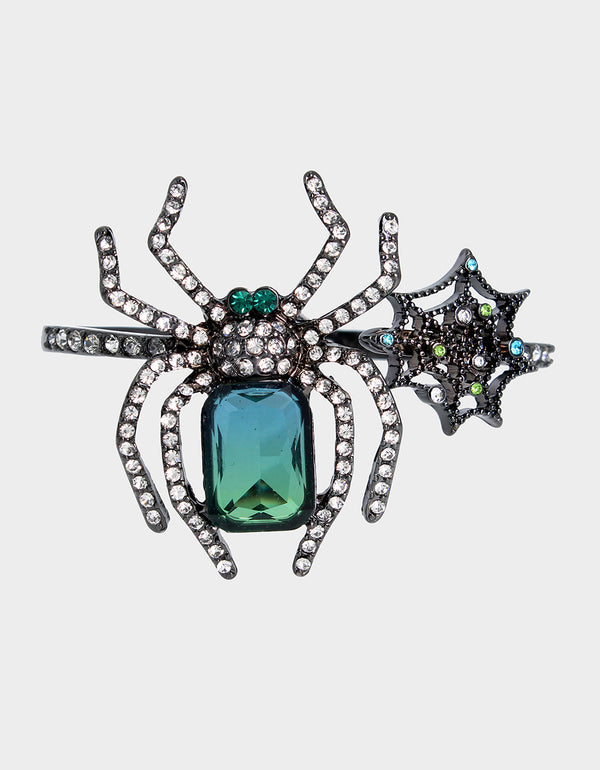 RICH WITCH SPIDER BANGLE GREEN - JEWELRY - Betsey Johnson