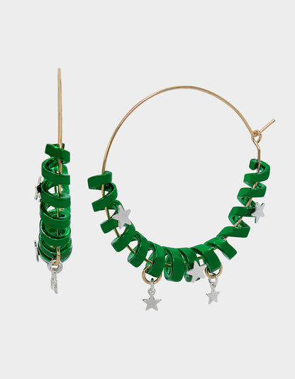 BETSEYS HOLIDAY COIL HOOP EARRINGS GREEN - JEWELRY - Betsey Johnson