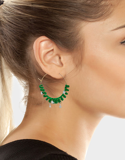 BETSEYS HOLIDAY COIL HOOP EARRINGS GREEN - JEWELRY - Betsey Johnson