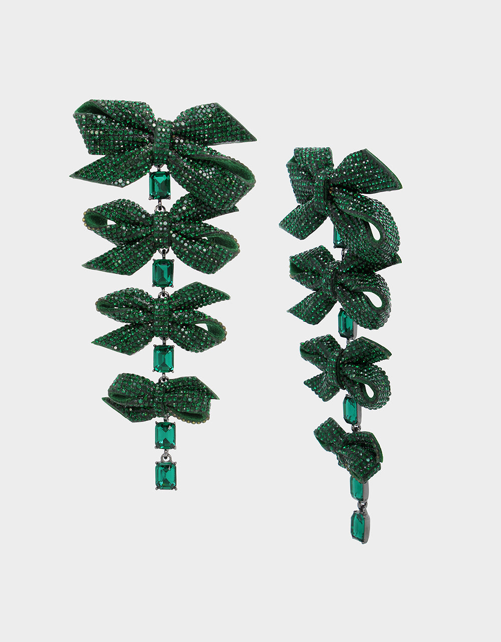 BETSEYS BOWS LINEAR EARRINGS GREEN - JEWELRY - Betsey Johnson