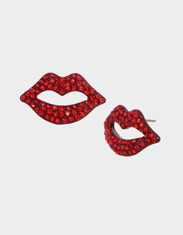 GOING ALL OUT RED LIP STUDS RED - JEWELRY - Betsey Johnson