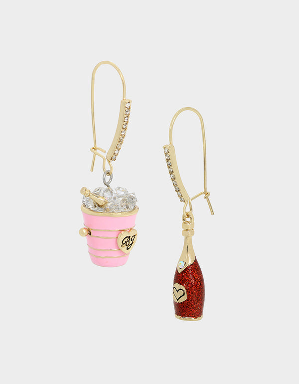 GOING ALL OUT MISMATCH BUBBLY HOOK EARRINGS PINK - JEWELRY - Betsey Johnson
