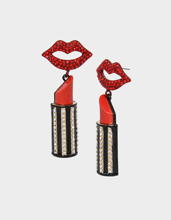GOING ALL OUT LIPSTICK DROP EARRINGS RED - JEWELRY - Betsey Johnson