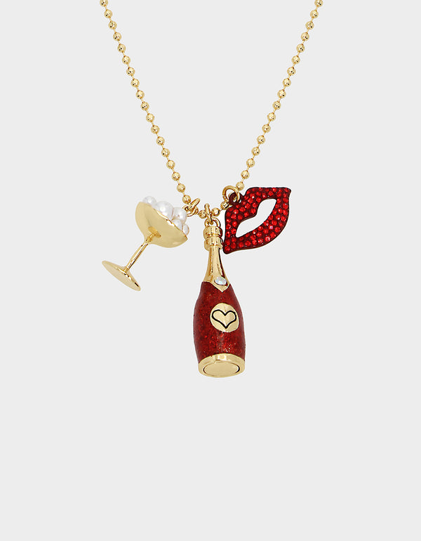 GOING ALL OUT LIPS NECKLACE RED - JEWELRY - Betsey Johnson