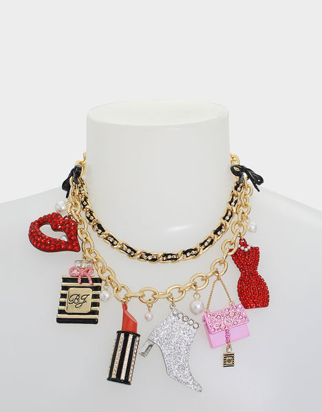GOING ALL OUT CHARM NECKLACE MULTI - JEWELRY - Betsey Johnson