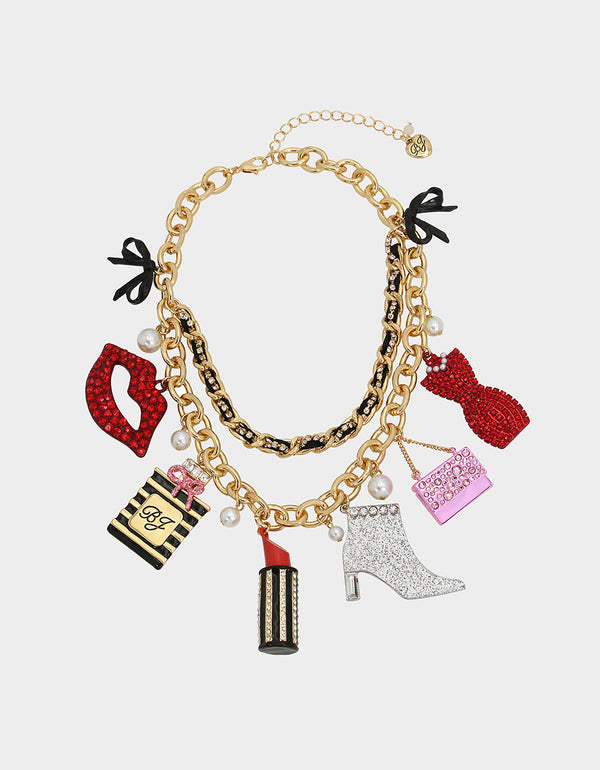 GOING ALL OUT CHARM NECKLACE MULTI - JEWELRY - Betsey Johnson