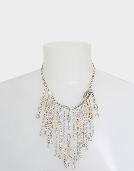 GOING ALL OUT CHAMPAGNE BIB NECKLACE RHINESTONE - JEWELRY - Betsey Johnson