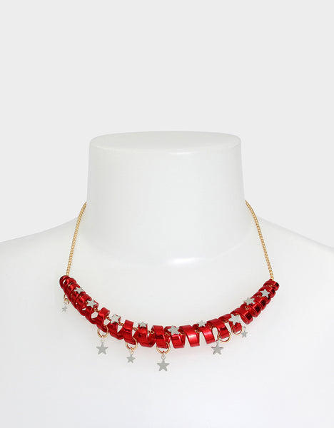 BETSEYS HOLIDAY COIL NECKLACE RED - JEWELRY - Betsey Johnson