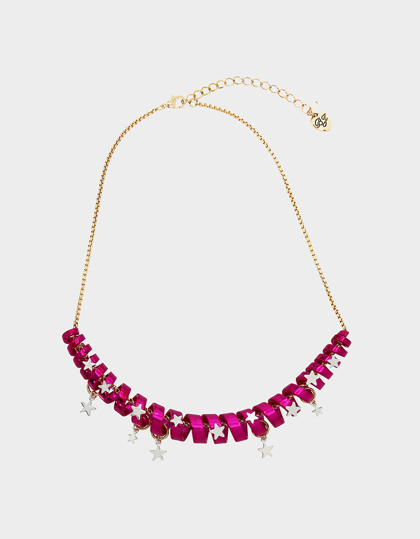 BETSEYS HOLIDAY COIL NECKLACE PINK - JEWELRY - Betsey Johnson