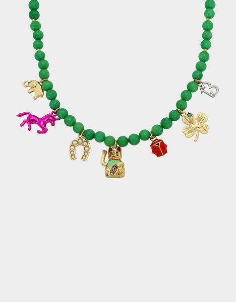 LUCKING OUT CHARM NECKLACE MULTI - JEWELRY - Betsey Johnson